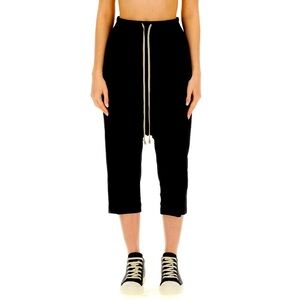 Rick Owens Dropped Crotch Drawstring Cropped Trousers